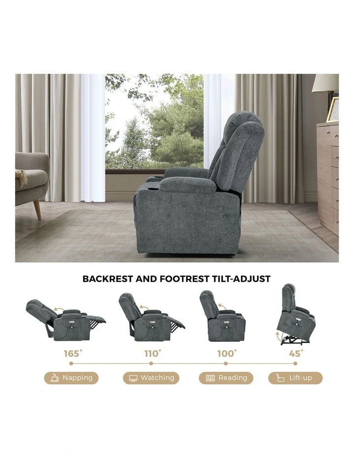 Oikiture Recliner Chair Electric Lift Heated Massage Armchair wtih 2 Charge ports image 6
