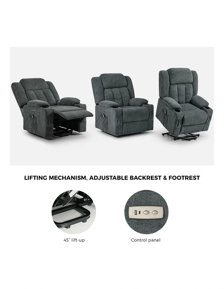 Oikiture Recliner Chair Electric Lift Heated Massage Armchair wtih 2 Charge ports image 7
