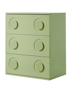 Oikiture 3 Chest of Drawers Kids Cabinet Bedroom Dresser Nightstand Green