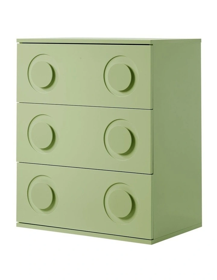 Oikiture 3 Chest of Drawers Kids Cabinet Bedroom Dresser Nightstand Green image 1