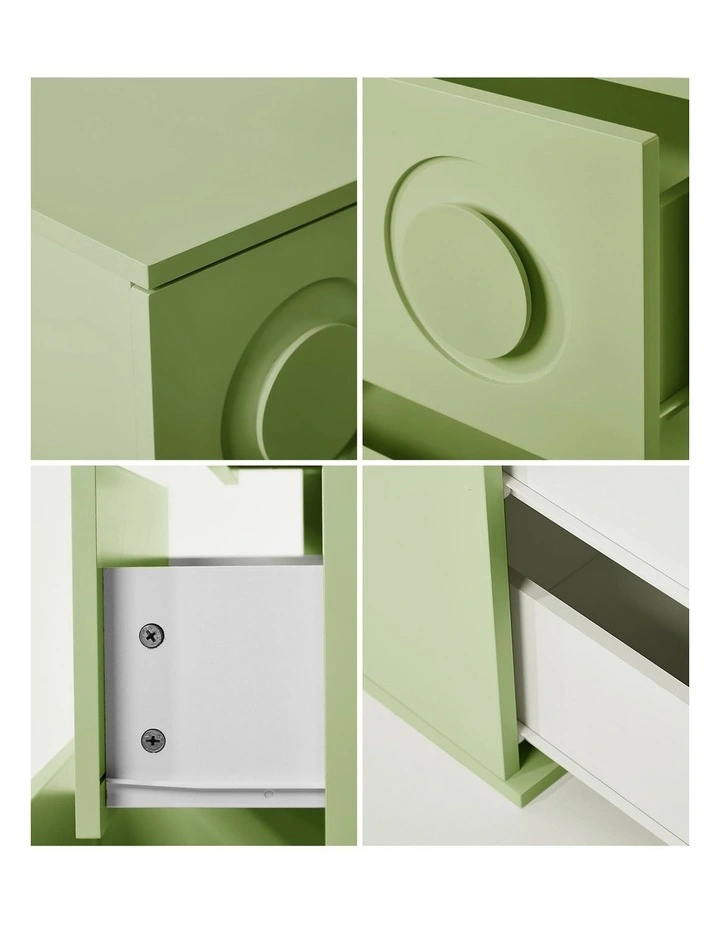 Oikiture 3 Chest of Drawers Kids Cabinet Bedroom Dresser Nightstand Green image 6