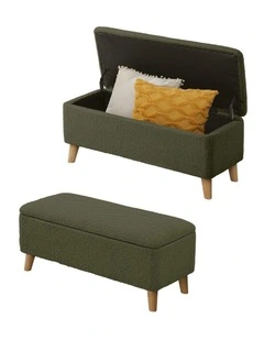 Oikiture Storage Ottoman Blanket Box Chest Toy Foot Stool Bench Sherpa Green