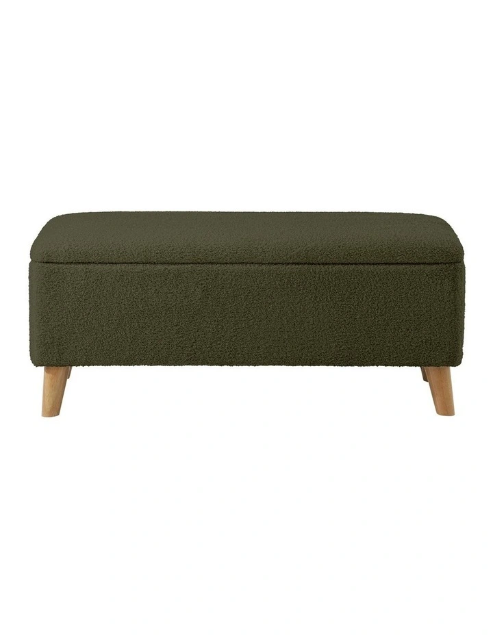 Oikiture Storage Ottoman Blanket Box Chest Toy Foot Stool Bench Sherpa Green image 2