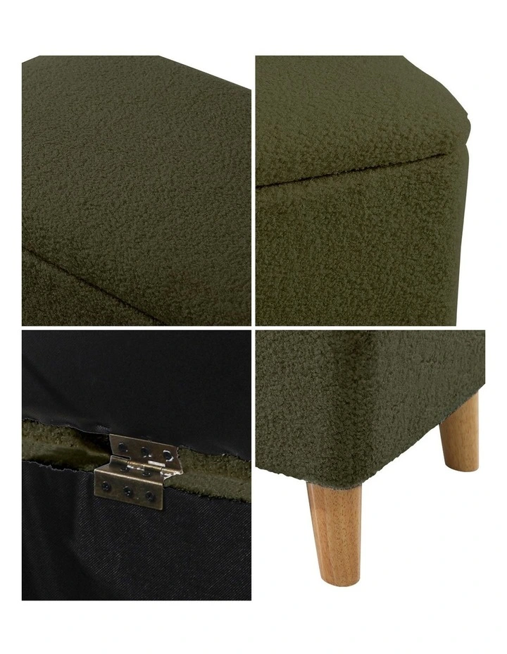 Oikiture Storage Ottoman Blanket Box Chest Toy Foot Stool Bench Sherpa Green image 6