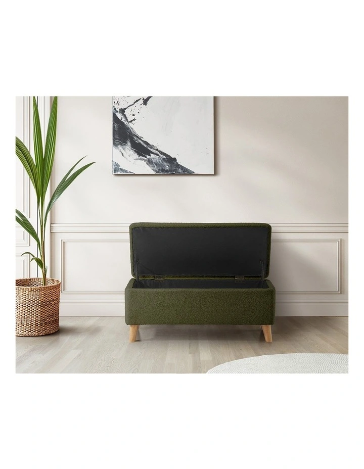 Oikiture Storage Ottoman Blanket Box Chest Toy Foot Stool Bench Sherpa Green image 7