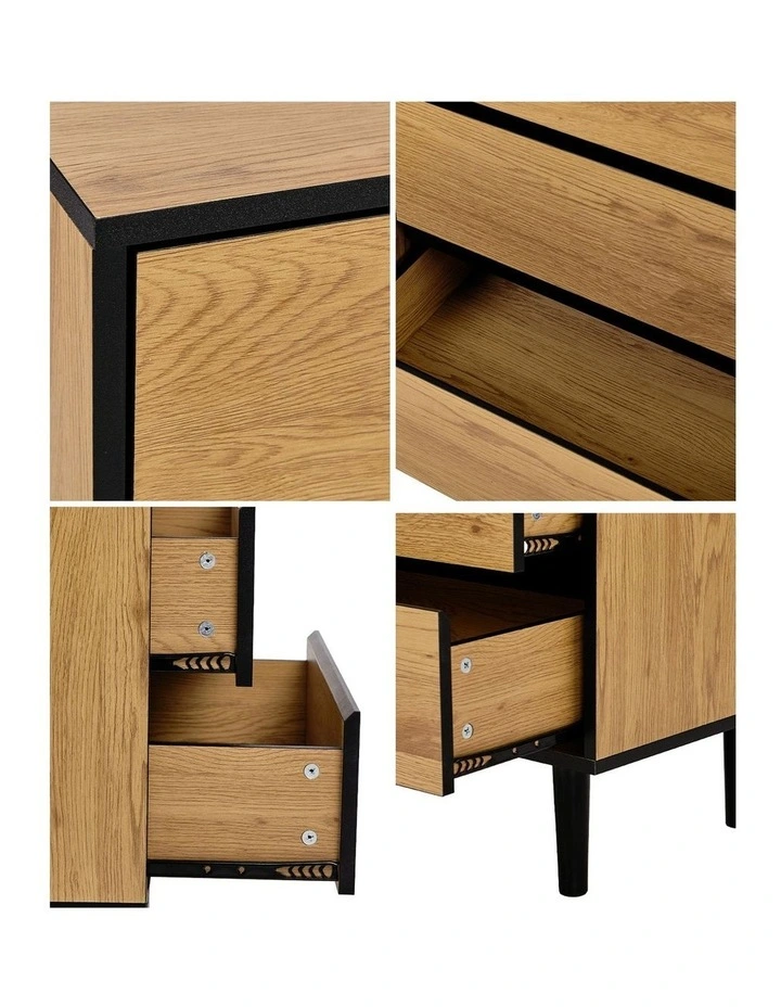 Oikiture 6 Chest of Drawers Lowboy Storage Dresser Hallway Bedroom Natural image 6