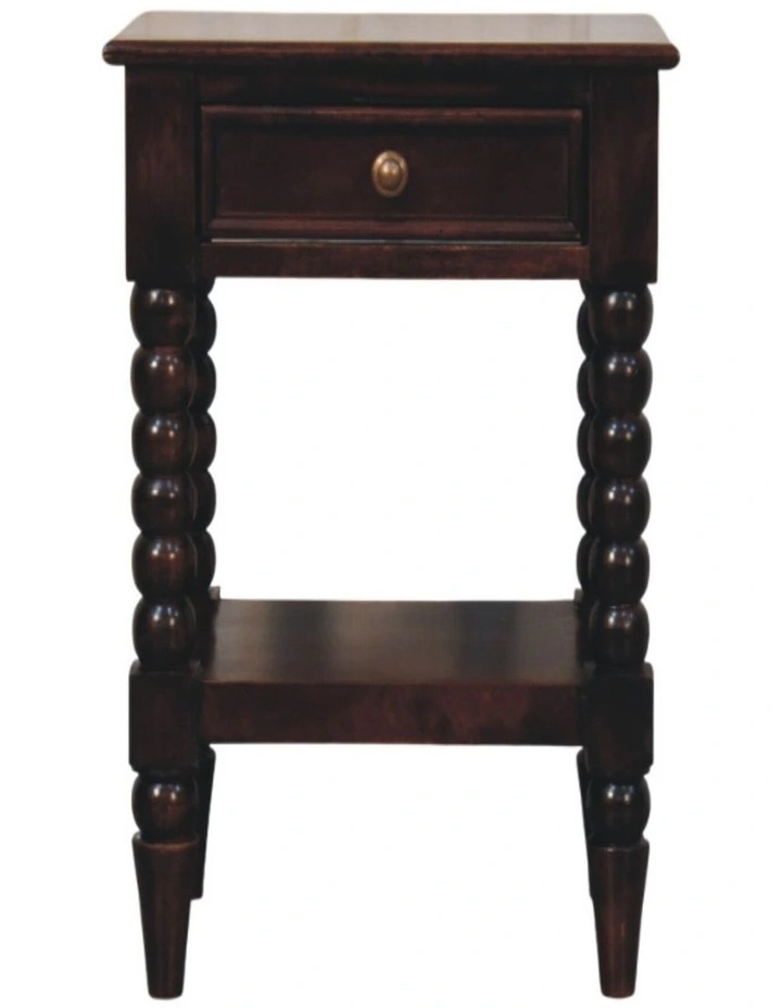 Solid Wood Vienna Nightstand, Drawer And Open Shelf, Dark Brown image 1