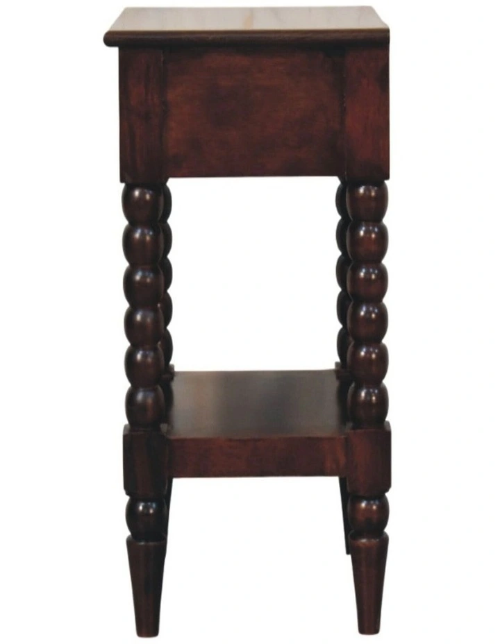 Solid Wood Vienna Nightstand, Drawer And Open Shelf, Dark Brown image 6