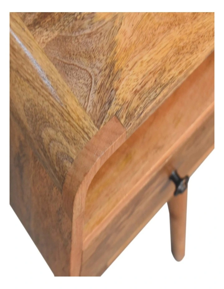 Solid Wood Mini Oakish Curve Open Bedside, 1 Drawer, 1 Open Slot image 4