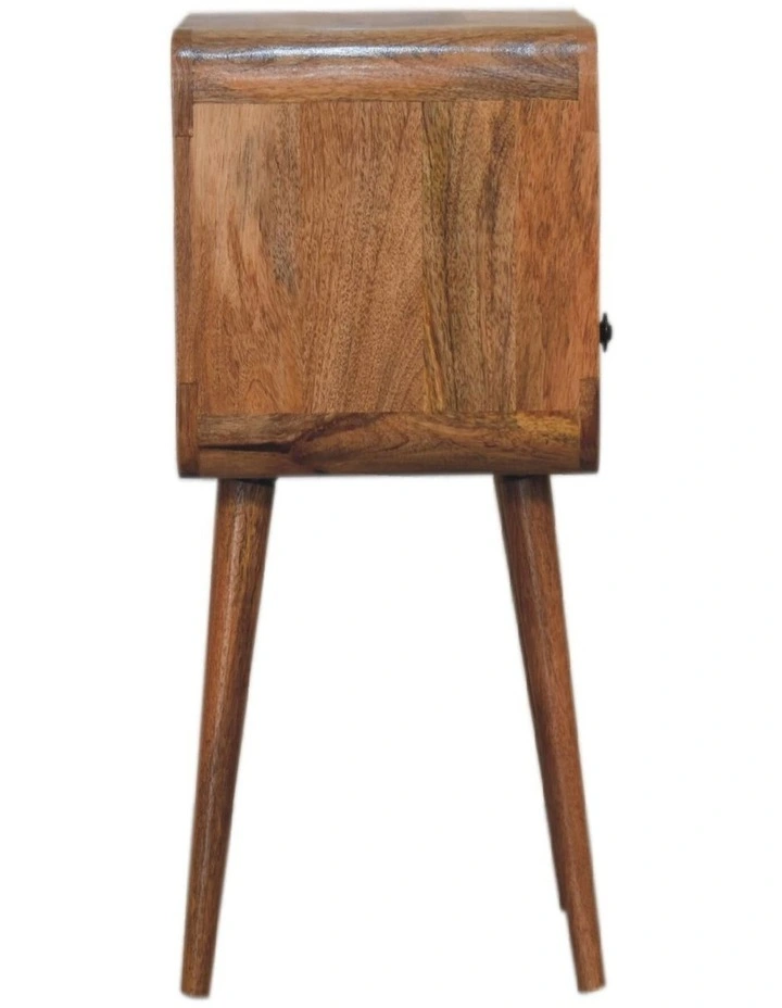 Solid Wood Mini Oakish Curve Open Bedside, 1 Drawer, 1 Open Slot image 6