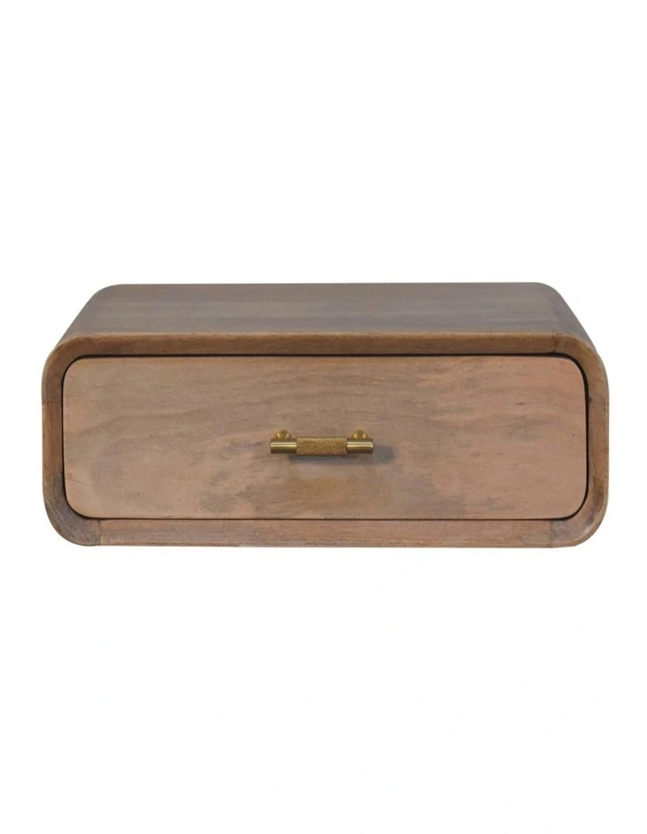 Solid Wood Sonoma T-bar Wall Mounted Bedside, 1 Drawer, Brown image 1