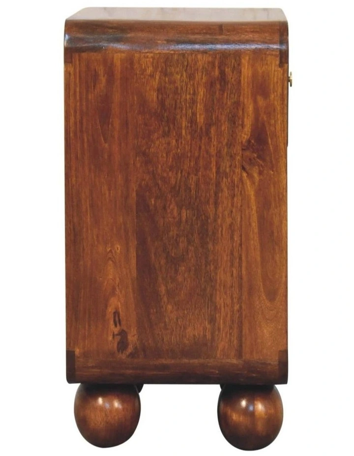 Solid Wood Chestnut Open Woven Bedside, 1 Drawer & 1 Shelf, Brown image 6