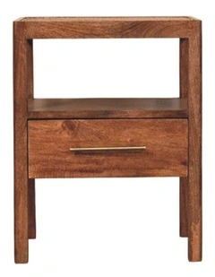 Solid Wood The Caldera Bedside Stand, 1 Drawer, 1 Shelf, Brown