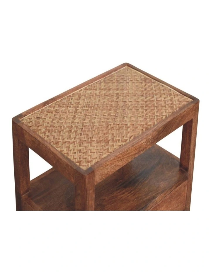 Solid Wood The Caldera Bedside Stand, 1 Drawer, 1 Shelf, Brown image 4