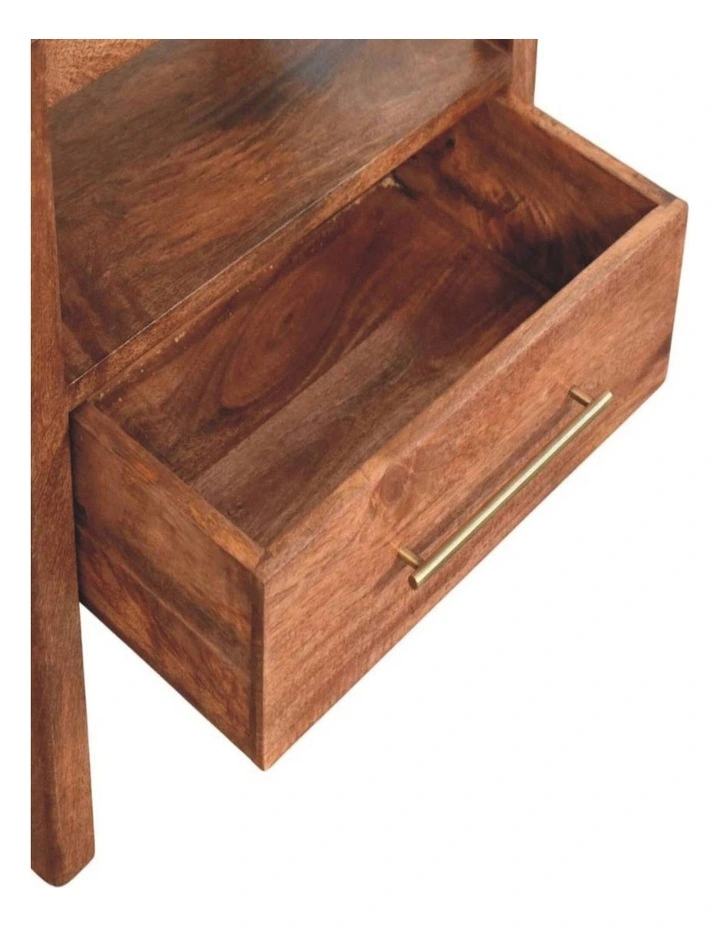 Solid Wood The Caldera Bedside Stand, 1 Drawer, 1 Shelf, Brown image 5