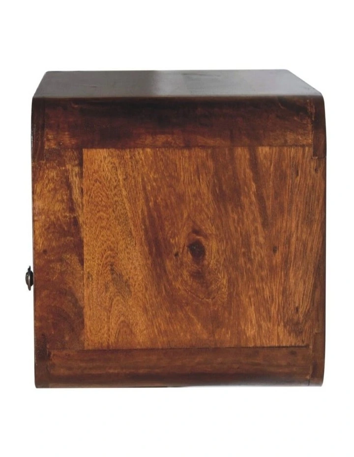 Solid Wood Large Chestnut Curve Upper Slot Floating Bedside, 1 Drawer, Brown image 4