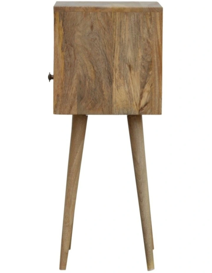 Solid Wood Mini Oak-ish Bedside, 1 Drawer, 1 Open Slot, Beige image 6