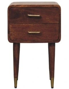 Solid Wood Astor 2-Drawer Nightstand, Brown