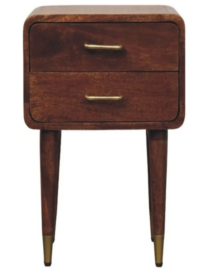 Solid Wood Astor 2-Drawer Nightstand, Brown image 1