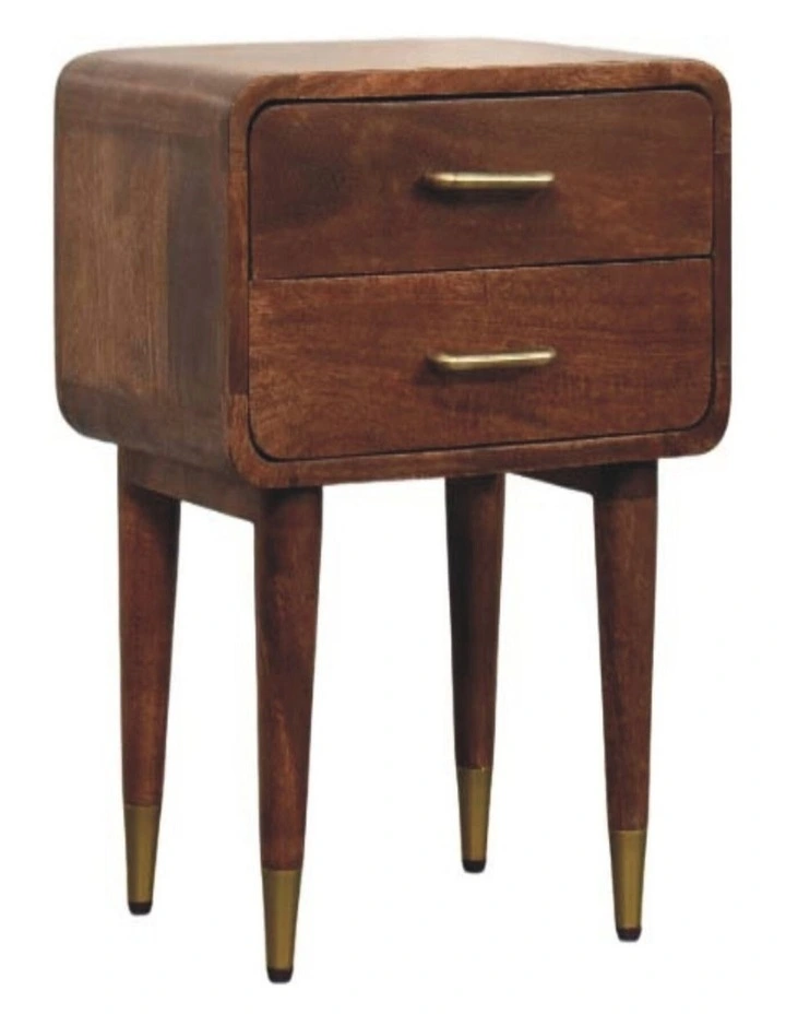 Solid Wood Astor 2-Drawer Nightstand, Brown image 3