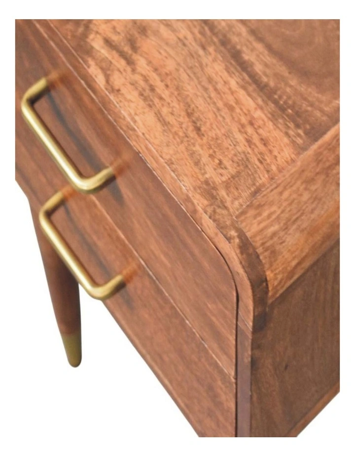 Solid Wood Astor 2-Drawer Nightstand, Brown image 4