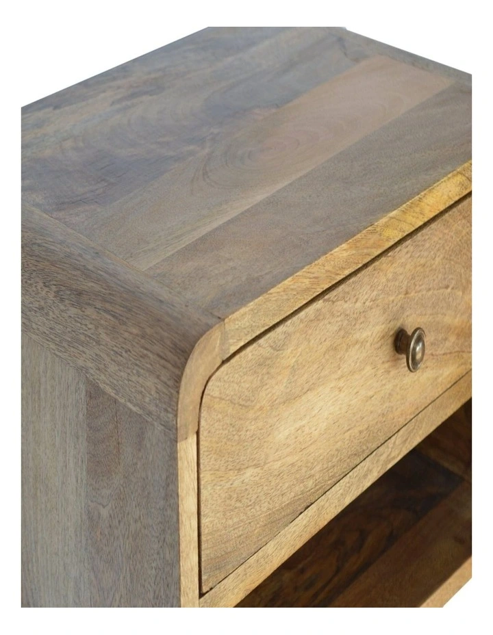 Solid Wood Floating Curve Open Slot Bedside, Brown image 4