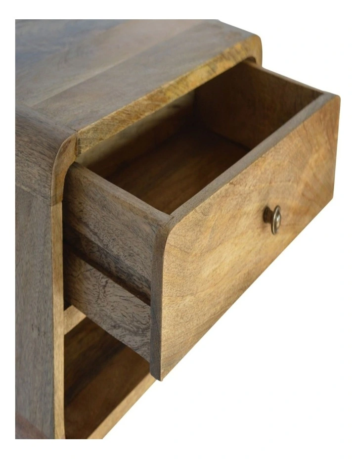 Solid Wood Floating Curve Open Slot Bedside, Brown image 5