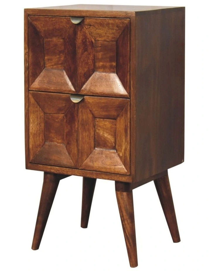 Solid Wood Quad Bedside, 2 Drawers, Dark Brown image 3