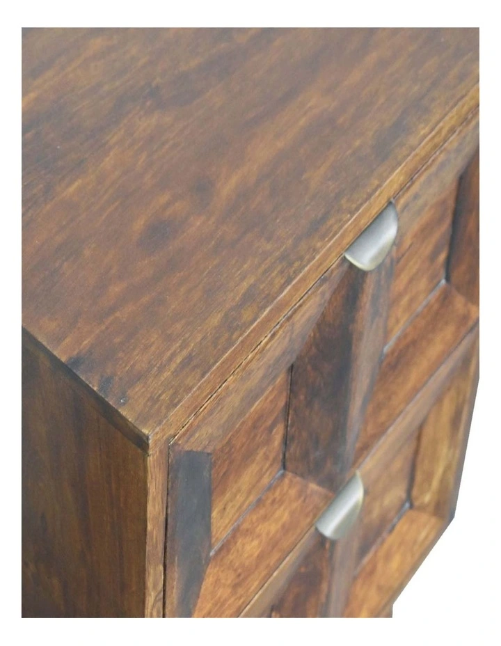 Solid Wood Quad Bedside, 2 Drawers, Dark Brown image 4