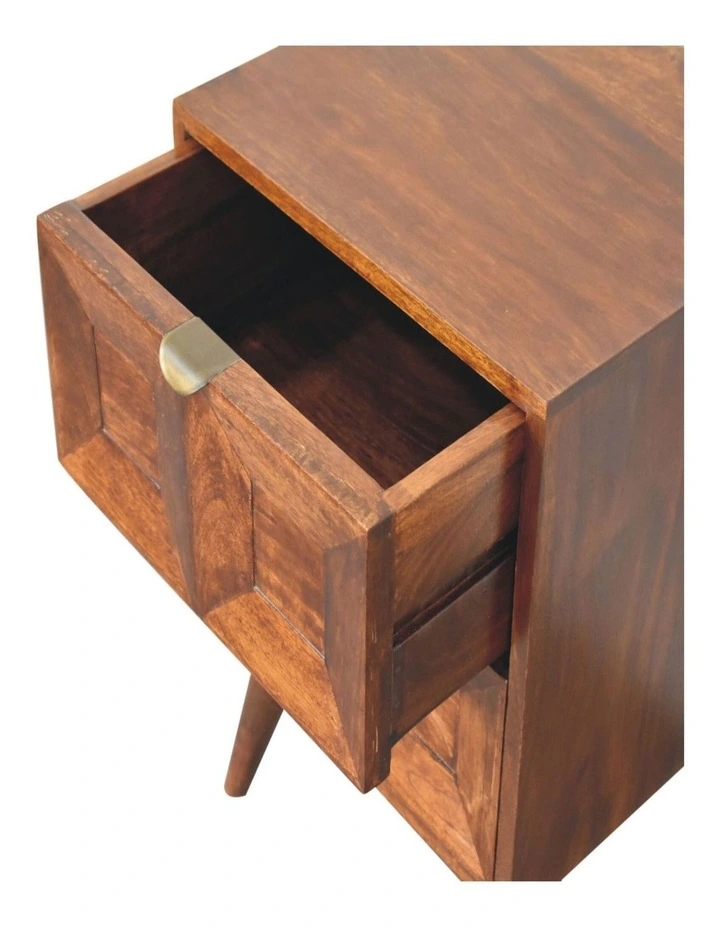 Solid Wood Quad Bedside, 2 Drawers, Dark Brown image 5