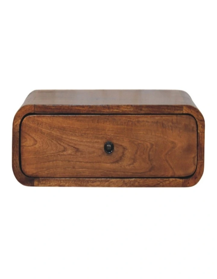 Solid Wood Avora Wall-Mounted Honey Caramel 1 Drawer Nightstand, Brown image 1