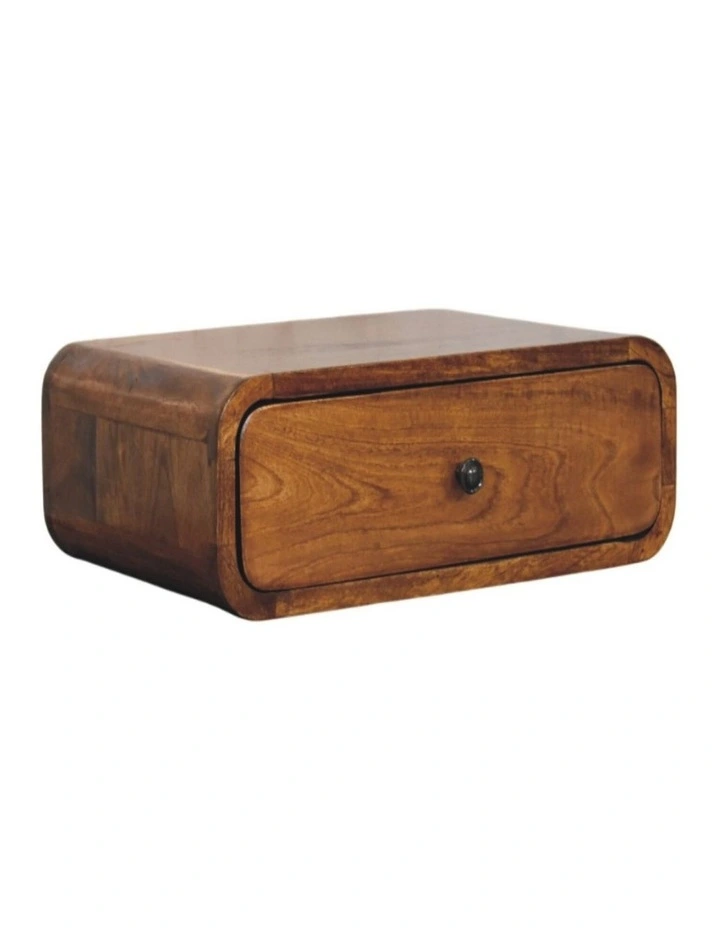 Solid Wood Avora Wall-Mounted Honey Caramel 1 Drawer Nightstand, Brown image 3