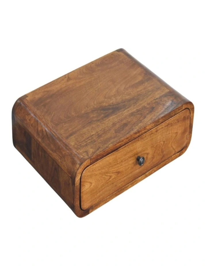 Solid Wood Avora Wall-Mounted Honey Caramel 1 Drawer Nightstand, Brown image 4