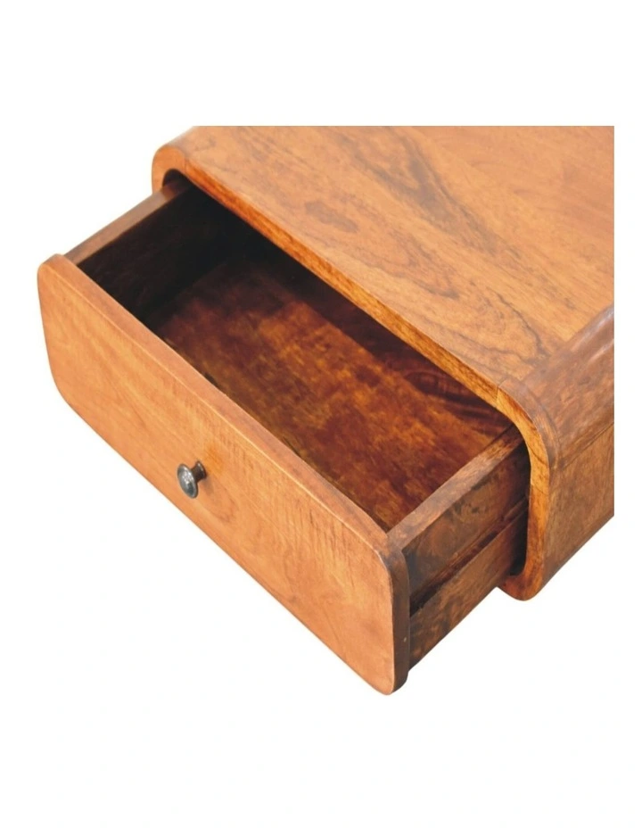Solid Wood Avora Wall-Mounted Honey Caramel 1 Drawer Nightstand, Brown image 5