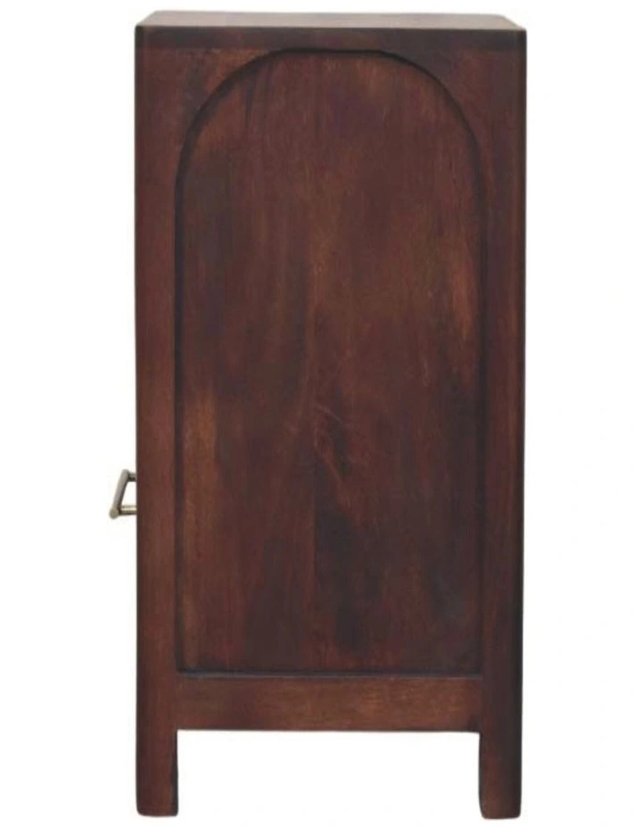 Solid Wood Arched Edge 1 Drawer Bedside, 1 Open Slot, Brown image 6