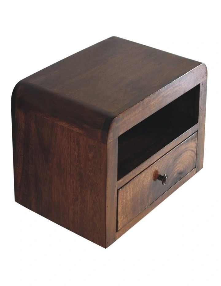 Solid Wood Chunky Chestnut 1 Drawer Wall Mounted Nightstand, Brown image 4