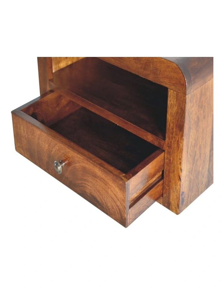 Solid Wood Chunky Chestnut 1 Drawer Wall Mounted Nightstand, Brown image 5