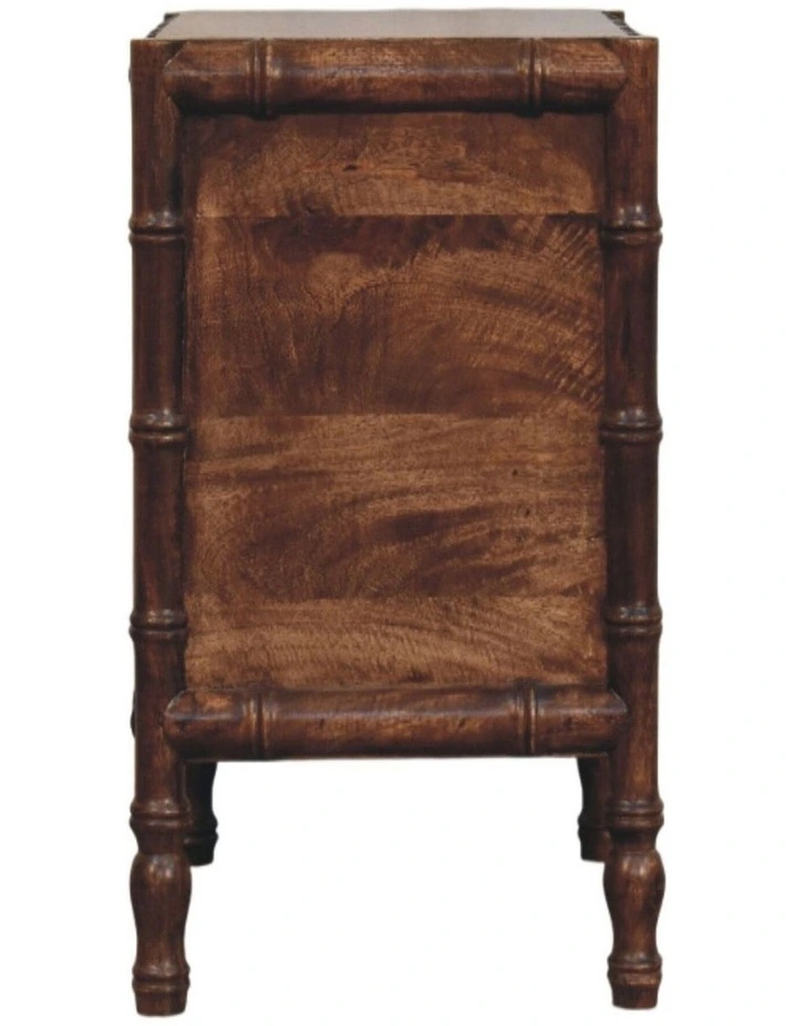 Solid Wood Bamboo Frame Nightstand in Roasted Almond, 2 Drawers, Dark Brown image 6