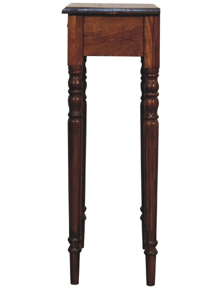 Solid Wood Chestnut Turned Leg Writing Desk, 1 Drawer, Brown image 6