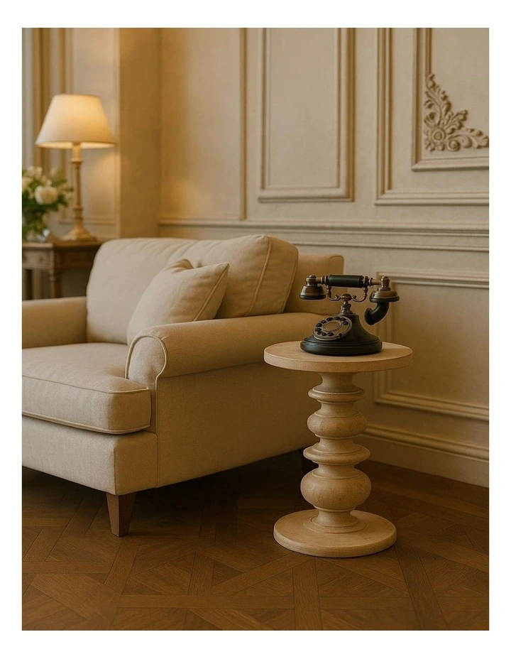 Solid Wood The Bellis Marble Accent Table, Beige image 2