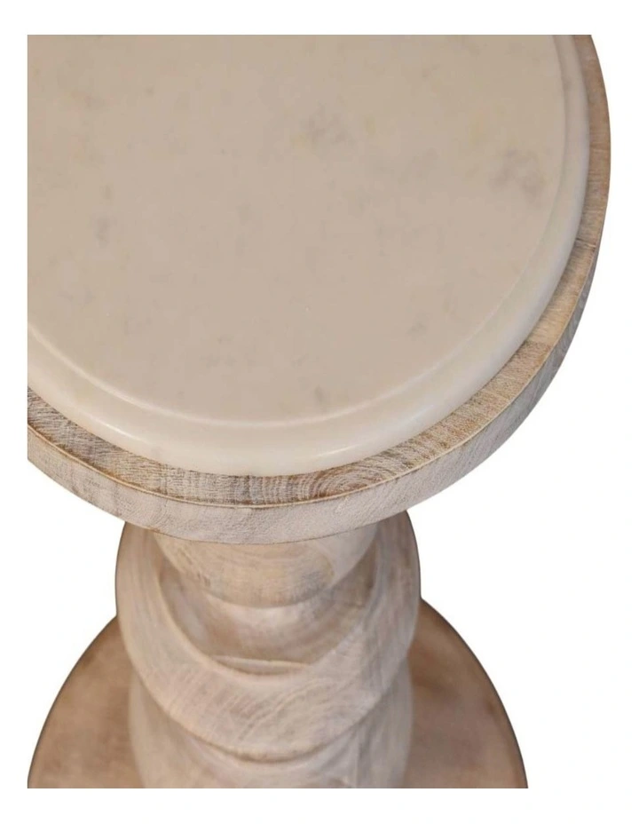 Solid Wood The Bellis Marble Accent Table, Beige image 4