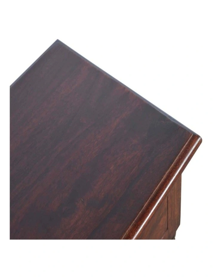 Solid Wood Turned Occasional Table, 1 Drawer, Brown image 4