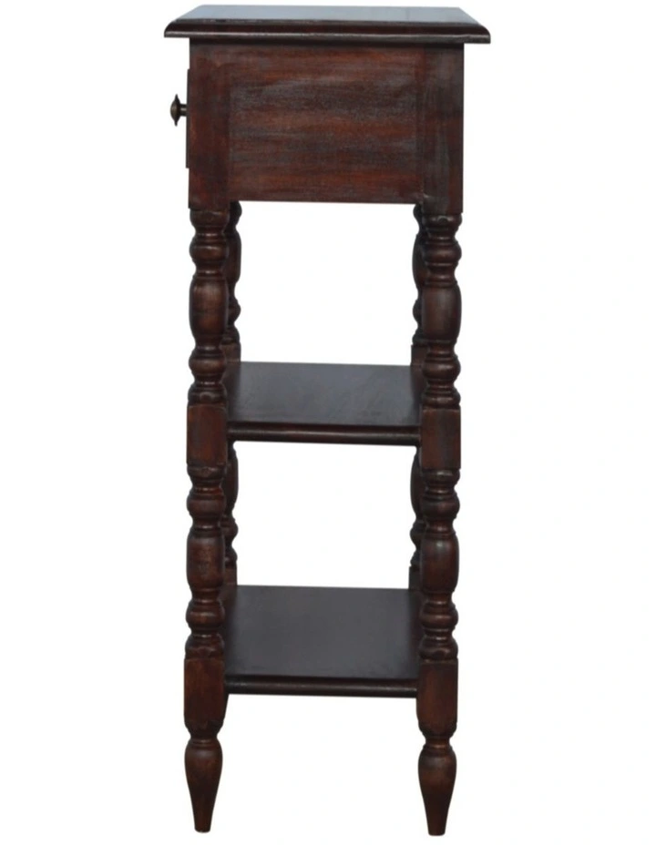 Solid Wood Turned Occasional Table, 1 Drawer, Brown image 6