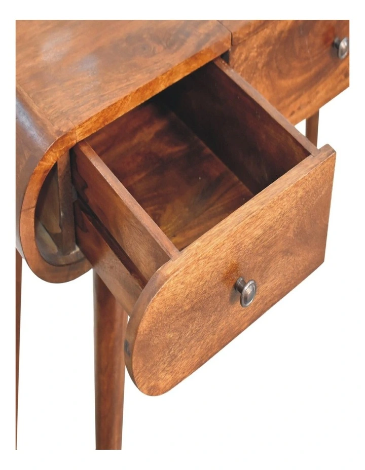 Solid Wood Chestnut Mirror Dressing Table, Nordic Legs, 2 Drawers image 5