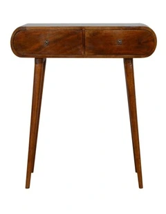 Solid Wood Chestnut London Console Table, 2 Drawers, Dark Brown
