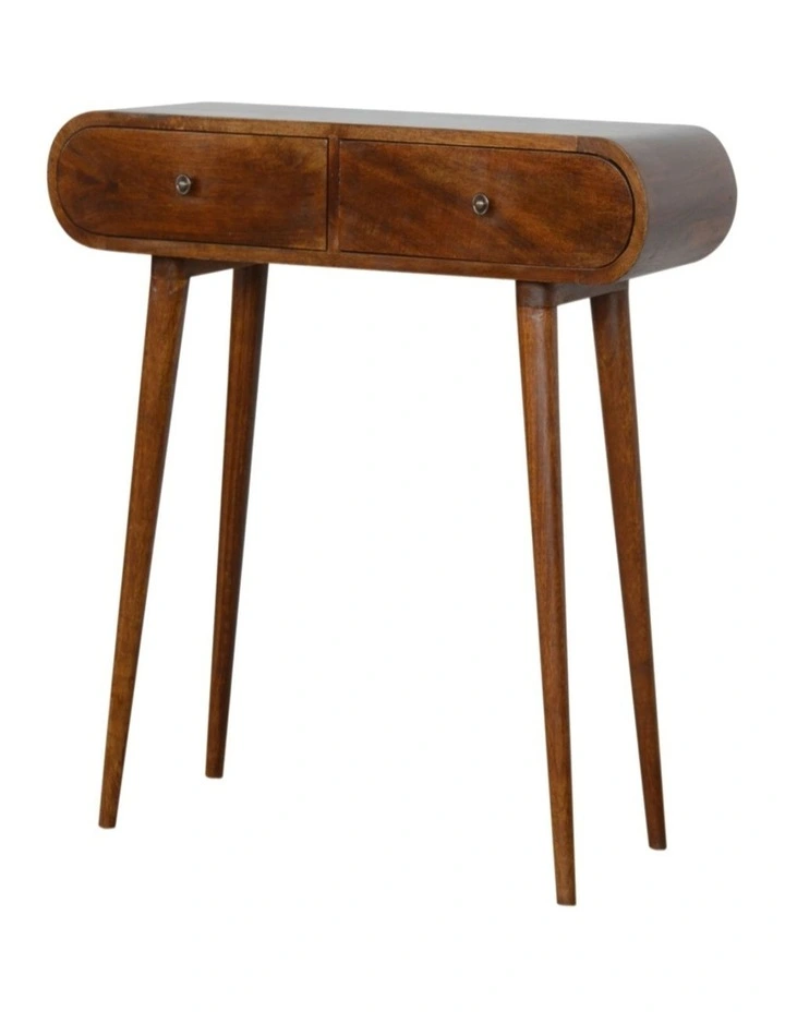 Solid Wood Chestnut London Console Table, 2 Drawers, Dark Brown image 3