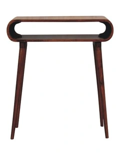 Solid Wood Amaya Nordic Style Console Table, 1 Shelf, Dark Brown