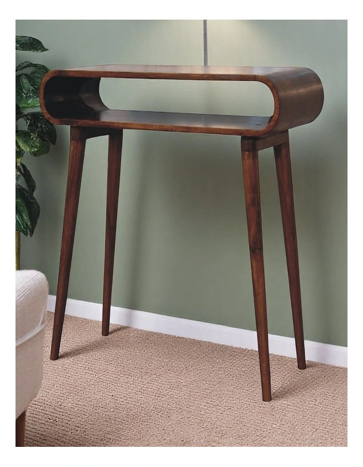 Solid Wood Amaya Nordic Style Console Table, 1 Shelf, Dark Brown image 2