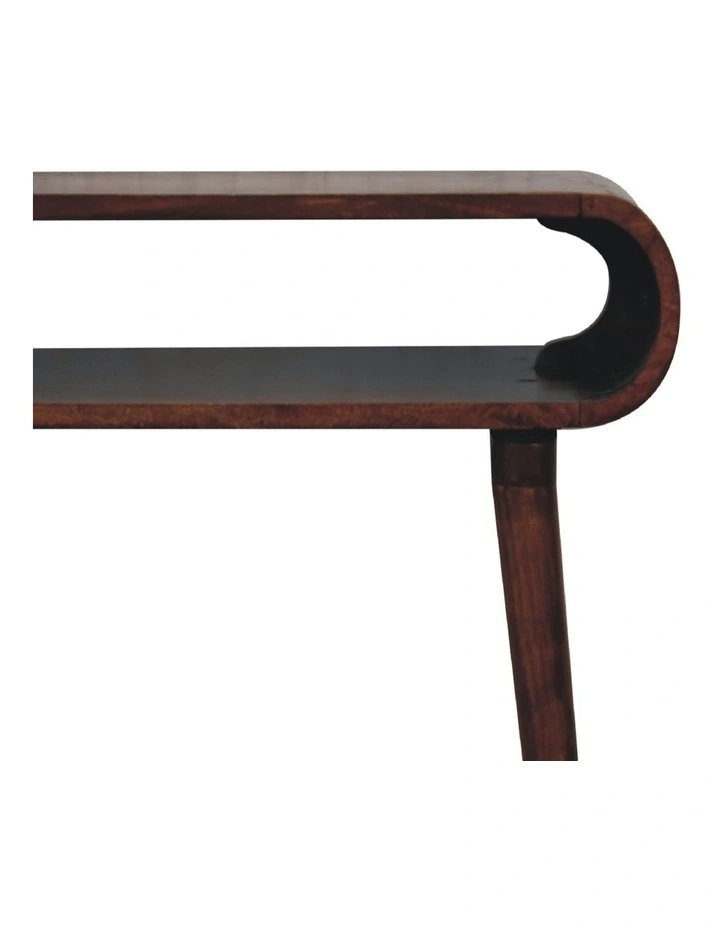Solid Wood Amaya Nordic Style Console Table, 1 Shelf, Dark Brown image 3