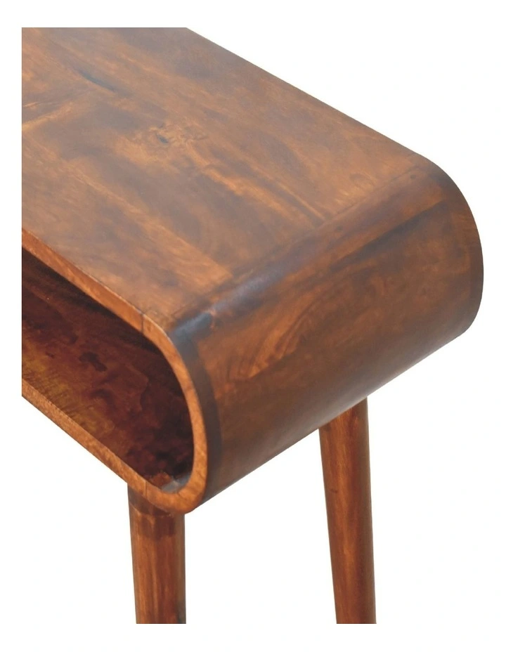 Solid Wood Amaya Nordic Style Console Table, 1 Shelf, Dark Brown image 4